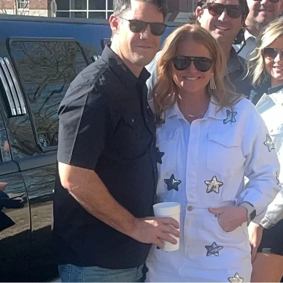 Buddy Love White Mini Dress with Black Star Accents - Picture 3 of 3